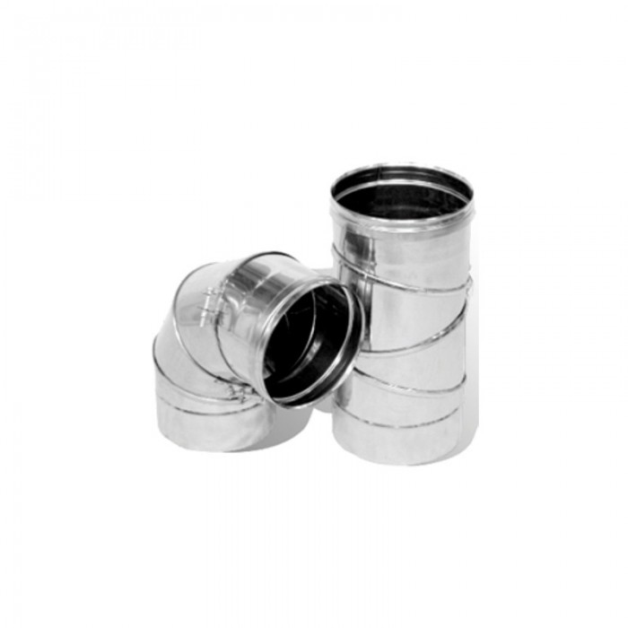 Дымоходное колено повор. 0°-90° нерж. Версия Люкс D-130 мм толщ. 0,6 мм