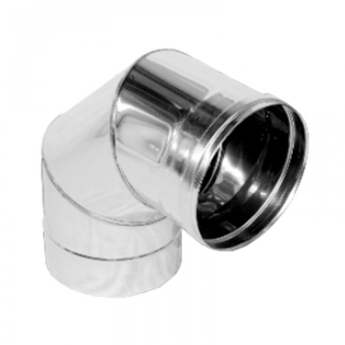 Дымоходное колено фиксир. 90° нерж. Версия Люкс D-130 мм толщ. 0,6 мм